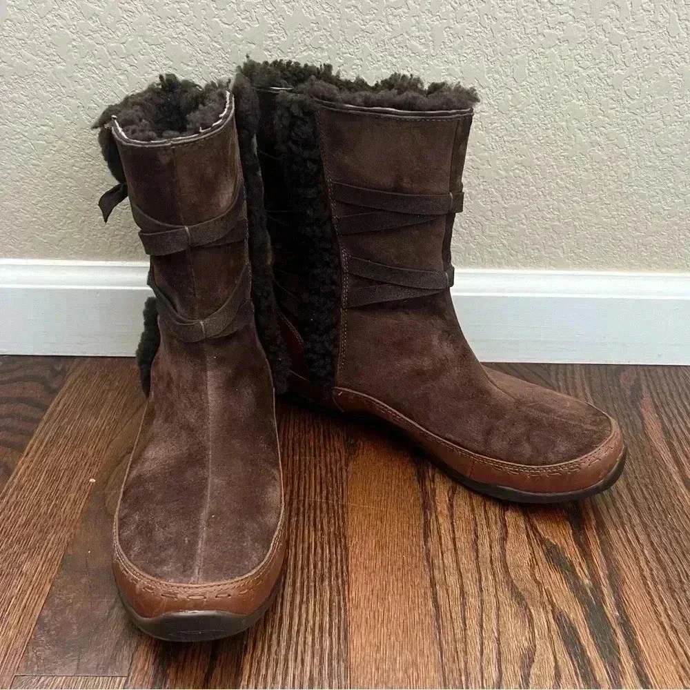 The North Face Isabel II Winter Boots Women’s Size 9 Brown Leather Side Zip